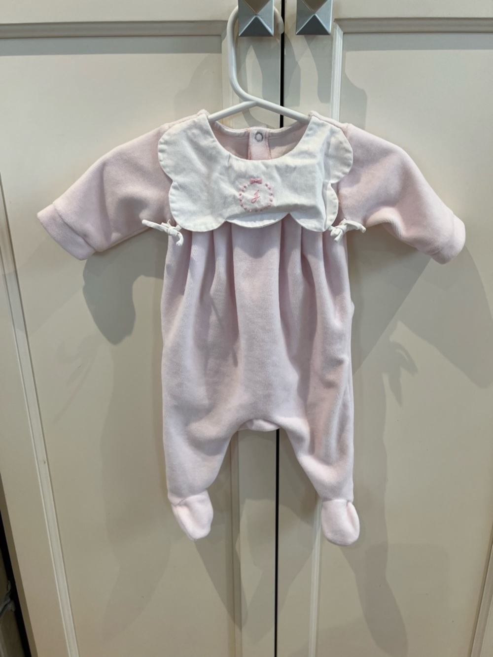 Jacadi Pale Pink Footie with White Bib